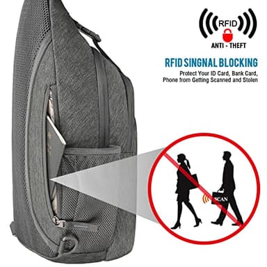 G4Free Sling Bag RFID Blocking Sling Backpack Crossbody Chest Bag Daypack for Hiking Travel(DimGray) - Image 2