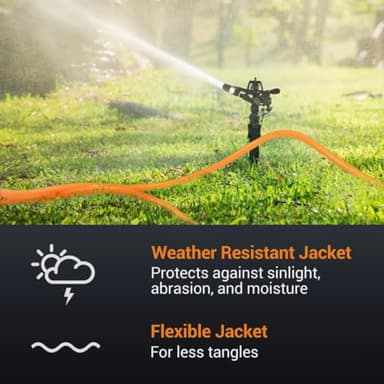 UBOORY Outdoor Extension Cord Waterproof 50 FT, Orange 14/3 SJTW Heavy Duty, Flexible 100% Copper 3 Prong Extension Cord for Lawn, Garage,UL Listed - Image 5