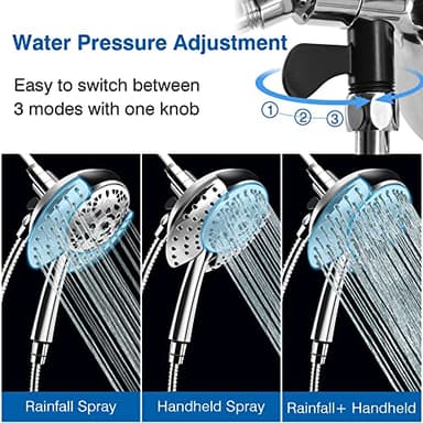 Shower Head with Handheld High Pressure: INAVAMZ Hand Held Shower Head & Rain Shower Head 2-IN-1 Shower Head with 59" Rotatable Stainless Steel Hose, Shower Trim Systems - Image 4