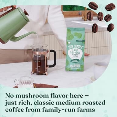 Four Sigmatic Gut Health Organic Ground Coffee | Medium Roast, Immune Boosting Probiotic Mushroom Coffee with Chaga & Turkey Tail for Gut Health & Immune Support | 12oz Bag - Image 5