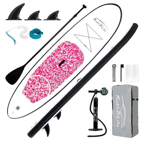 FEATH-R-LITE Inflatable Stand Up Paddle Board 10'x30''x6'' Ultra-Light (16.7lbs) SUP with Paddleboard Accessories,Three Fins,Adjustable Paddle, Pump,Backpack, Leash - Image 1