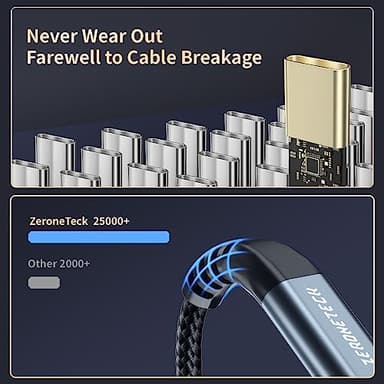 ZeroneTeck Long USB C Monitor Cable 10FT, 4K@60Hz Video Output 100W PD Charging, 5Gbps Data Transfer, Long USB C 3.2 Gen 2×2 Cable for MacBook, iPad, Dell, LG, ARZOPA, KYY for Portable Monitor - Image 7