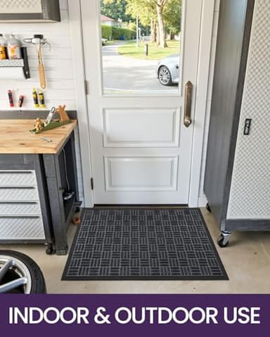 DEXI Front Door Mat Outside Entrance, 4x6 ft Large Rubber Entry Doormat Heavy Duty, Welcome Mats Non Slip for Inside House Floor Entryway Double Doors Exterior Patio, Maze Black - Image 9