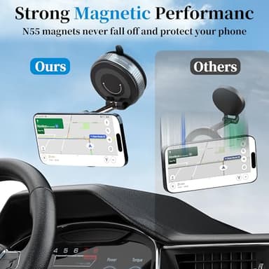 PlusAcc Vacuum Magnetic Phone Holder for Car - Suction Cup Phone Mount for MagSafe, 360° Rotatable Portable Strong Magnet Stand for iPhone 17/16/15/14/13 in Gym, Mirror, Smooth Surface, All Vehicles - Image 7