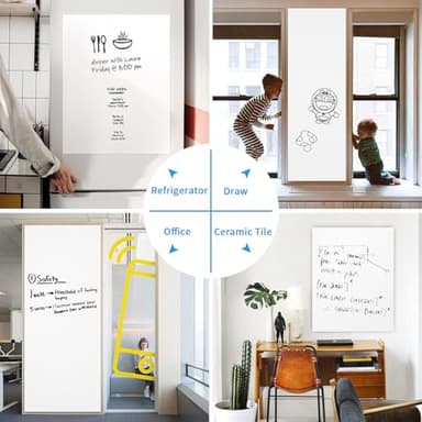 ZNCMRR 78.7"x17.7" Whiteboard Sticker for Wall White Board Contact Paper Dry Erase Wallpaper with 3 Markers Adhesive Poster Board Whiteboard for School Office Home Kids Drawing - Image 7