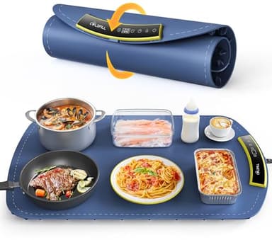 COLDFILL Food Warming Mat - 5s Rapid Heating Electric Warming Tray with 8 Temp Setting, 4 Hours Auto-Off, Easy to Clean, Foldable Sillicon Warming Mat for Food, for Buffet, for Party, for Thawing - Image 8