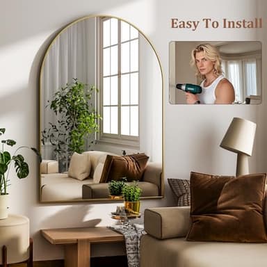 HARRITPURE 20"x30" Arched Bathroom Mirror - Wall Mounted Mirror - Gold Arch Mirror - Aluminum Alloy Frame Bathroom Mirror Living Room, Bedroom and Entryway - Image 7