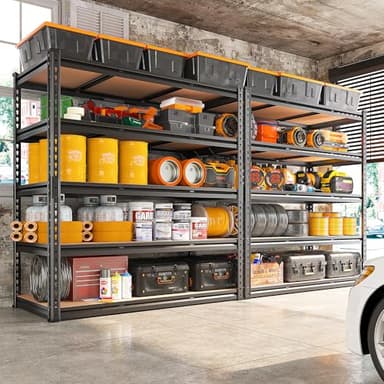 REIBII 48" W Garage Shelving 3020LBS Storage Shelves 5 Tier Heavy Duty Shelving Adjustable Garage Shelves for Basement, Warehouse, Commercial, Easy Assemble, 48" W x 72" H x 24" D - Image 6