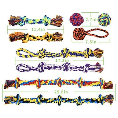 Large Tough Chew Toys for Aggressive Chewers Large Breed,Heavy Duty Dental Rope Toys Kit for Medium Dogs,5 Knots Indestructible Cotton Puppy Teething Chew Tug Toy Set of 9 - Image 9