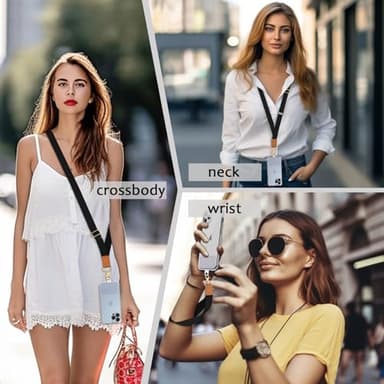 Yonlevres Phone Lanyard Crossbody Wrist Strap, Black Cell Phone Lanyards for around the Neck Wristlet Adjustable Strap for Keys Case ID Badges Accessories - Image 2