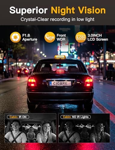 QCONTROL® 4K 5G WiFi 3 Channel Dash Cam Front and Rear Inside, 4K+1080P+1080P Dash Camera for Cars, GPS Dashcam, Car Camera with 3-Inch Screen, IR Night Vision, 24Hr Parking Mode, G-Sensor, 64GB Card - Image 4