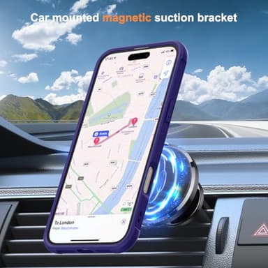 SKYLMW Compatible with iPhone 16 Plus Case with Invisible Magnetic O-Ring Stand Military-Grade Translucent Case for iPhone 16 Plus 6.7" [Compatible with Mag-Safe][Great Grip Feeling], Navy - Image 4