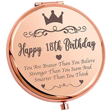 Ming Heng 18th Birthday Gifts Inspirational Compact Makeup Rose Gold Makeup Mirror for Daughter Niece Sister Best Friends,Coming of Age Gift for Girls,18 Years Old Birthday Party Gift - Image 1