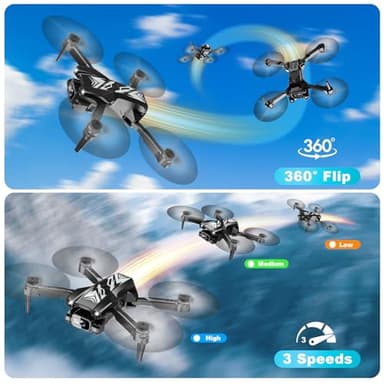 Mini Drone with Camera for Kids Adults-1080P FPV Camera Foldable Drone with Stable Altitude Hold, Gestures Selfie, Waypoint Fly, Auto-Follow, 3D Flip, One Key Start, 3 Speeds, 2 Batteries - Image 4