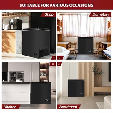Chest Freezer 5.0 Cubic Feet, Deep Freezer with Removable Basket, 6 Level Adjustable Temperature from -18°F to 50°F, Manual Defrosting, Top Open Door, Suitable for Home, Black - Image 8