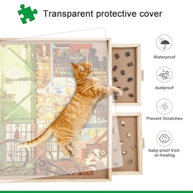 ALL4JIG 1500 Piece Rotating Puzzle Board with Drawers and Cover,25"x34"Portable Wooden Jigsaw Puzzle Table for Adults Portable,Lazy Susan Spinning Puzzle Boards Birthday Gift for mom - Image 4