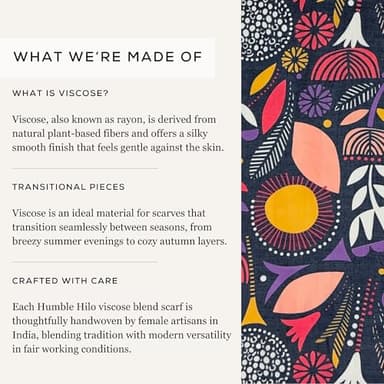 Humble Hilo Vector Art Fashion Scarf or Shawl Vibrant Colorful Patterned Lightweight Neckwear or Wrap for Women (Pink Floral, Large) - Image 8