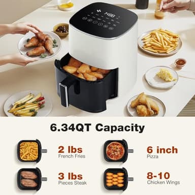 OLIXIS Air Fryer 6 Quart with Window Square Air Fryer 12-in-1 Air Fry, Roast, Reheat, Dehydrate, Bake, Steam, Fries, Custard, Chicken, Wings, Sea Food, Vegetabels,400F Beige - Image 4