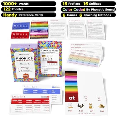 Think Tank Scholar 1000+ Words Phonics Flash Cards + Prefixes & Suffixes (Award Winning) 122 Phonics, 6 Teaching Methods & 6 Fun Games – Preschool, Kindergarten 1st, 2nd, 3rd Grade Homeschool Ages 4-8 - Image 2