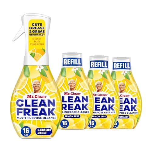Mr. Clean Clean Freak Multi Surface Cleaning Spray, Deep Cleaning Mist Starter Kit and Refill Bundle, Lemon Zest Scent, 64 fl oz - Image 1