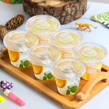 100 Pack 9 oz Clear Plastic Cups with Lids, Disposable Dessert Cup, Fruit Cup, Clear PET Cups for Cake, Cold Drink, Ice Cream, Salad - Image 5