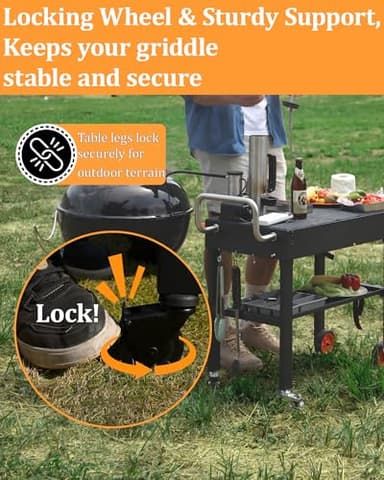 JiRiCHMi Grill Table, Blackstone Griddle Stand, Grill Carts Outdoor With Wheels, Used for Blackstone Griddle And Weber, Foldable Quickly Ninja Grill Stand Suitable for Travel/Camping - Image 4