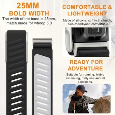 omee Silicone Sport Band Compatible with Whoop 5.0 Band Strap Men Women, Breathable Sport Adjustable Waterproof Replacement Wristbands Straps for Whoop 5.0 Silicone Bands - Image 4