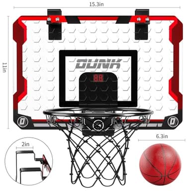 TEMI Basketball Hoop Indoor, Mini Basketball Hoop with 4 Balls & Electronic Scoreboard, Over the Door Basketball Hoop, Basketball Toys for Boys Girls Age 5 6 7 8 9 10 11 12 - Kids & Teens Gift Ideas - Image 2