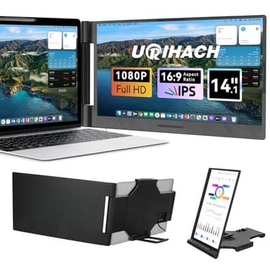 Laptop Screen Extender 14 inch, 1080P IPS Laptop Monitor Extender, 280° Rotation Portable Monitor for 13-17.3" with USB-C/HDMI Port, Plug-Play Dual Screen Portable for Windows/Mac/Android - Image 1