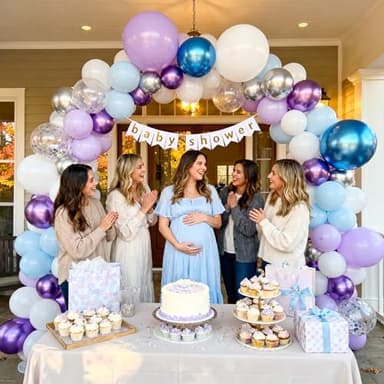 KARLURE Purple and Blue Balloon Arch Garland Kit, Blue Purple White Silver Confetti Balloons for Birthday Party Baby Shower Winter Wonderland Party Anniversary Decorations - Image 4