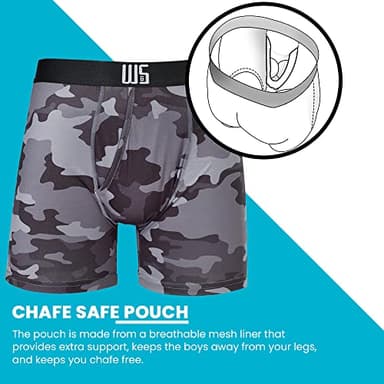 Warriors & Scholars Chafe Safe Pouch Boxer Briefs For Men Pack Of 6, Ultra Soft, Breathable Quick Dry, Moisture-Wicking, Buldge Enhancing Mens Underwear, 429FBP M - Image 2