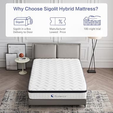 sigolit 12 Inch King Size Hybrid Mattress - Medium Firm, Memory Foam & Pocket Springs, Motion Isolation, Edge Support, Pressure Relief, Ships Compressed - Image 5