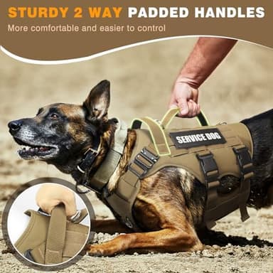 WINSEE Service Dog Vest Harness for Medium Dog, Tactical Working MOLLE Vest with 10 Pet Patches, No Pull Heavy Duty Harness for Training Walking - Image 4