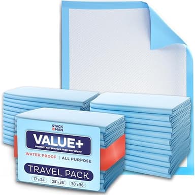 Chucks Pads Variety Pack - 3 Sizes - (17X24", 23X36", 30X36") - 15 Disposable Underpads - The Right Size for Every Need - Make Traveling Easy - Sample Our Range of Sizes or Pack Them for Your Trip! - Image 1