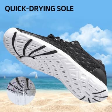 DOUSSPRT Women's Water Shoes Quick Drying Sports Aqua Shoes Blackwhite Size 11 - Image 2