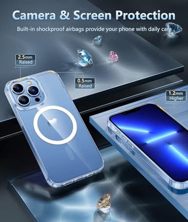 FNTCASE for iPhone 13 Pro Case: Magnetic Anti-Yellowing Slim Clear Phone Case | Military Grade Protective & Shockproof Drop Protection Thin Transparent Cover (A-Clear) - Image 5