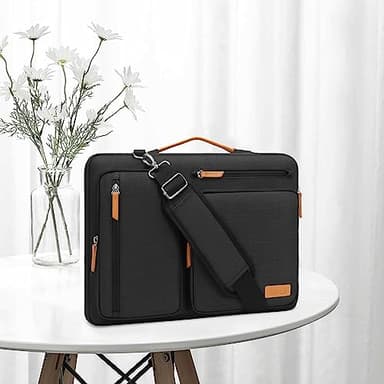 MOSISO 360 Protective Laptop Shoulder Bag,17-17.3 inch Computer Bag Compatible with MacBook, HP, Dell, Lenovo, Asus Notebook,Side Open Messenger Bag with 4 Zipper Pockets&Handle, Black - Image 7