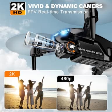 2K HD FPV Drone with Camera for Adults - Altitude Hold, One-Key Takeoff/Landing, 3 Speed Modes, Headless Mode, 2 Batteries, Foldable & Portable, Best Gifts for Beginners, Teen Boys & Girls, Orange - Image 2