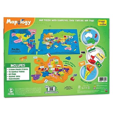 Imagimake Mapology World Map Puzzle - Includes Country Flags & Capitals | Fun Jigsaw Puzzle Kids Ages 5-8 | Educational Toys for Ages 8-13 | Geography Gifts for Girls & Boys 5, 6, 7, 8, 9, 10, 11, 12 - Image 4