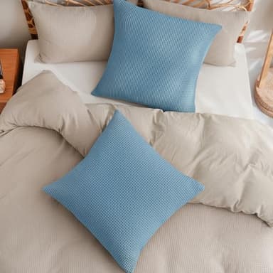 PHF 100% Cotton Waffle Weave Euro Shams 26" x 26", No Filling, 2 Pack Elegant Home Decorative Euro Throw Pillow Covers for Bed Couch Sofa, Dusty Blue - Image 7