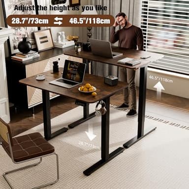 ERGOMAKER 35" Electric Standing Desk, Adjustable Height, Sit Stand Up Desk for Home Office & Computer Workstations, Memory Controller, Rustic Brown - Image 4