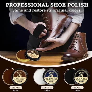 Kakalsa Shoe Shine Kit, Mens Gifts Ideas - 15PCS All-inclusive Leather Cleaner and Conditioner Kit with Saddle Soap, Mink Oil, Shoe Polishes, Shoe Brushes, Shine Sponge and more - Image 4