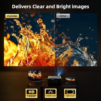 FUDONI Projector with WiFi and Bluetooth 4K Supported, Upgraded Outdoor Movie Projectors Native 1080P FHD, Video Proyector for Home Theater, Compatible w/HDMI/USB/iOS/Android/Windows/TV Stick - Image 5