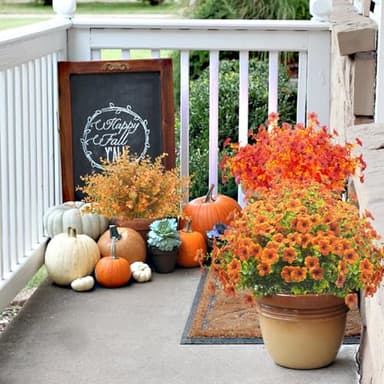 Grunyia 10 Bundles Artificial Fall Flowers Outdoor UV Resistant Fake Flowers(Orange) - Image 5