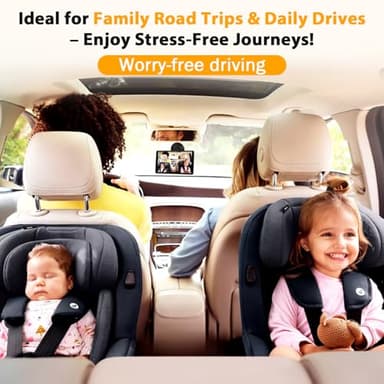 Baby Car Camera for 2 Kids - 7-Inch Split-Screen Monitor, Dual HD 1080P Cameras, Night Vision, 360° Rotatable, Easy Install Backseat Camera for Safety & Convenience - Perfect for Twins or Siblings - Image 5