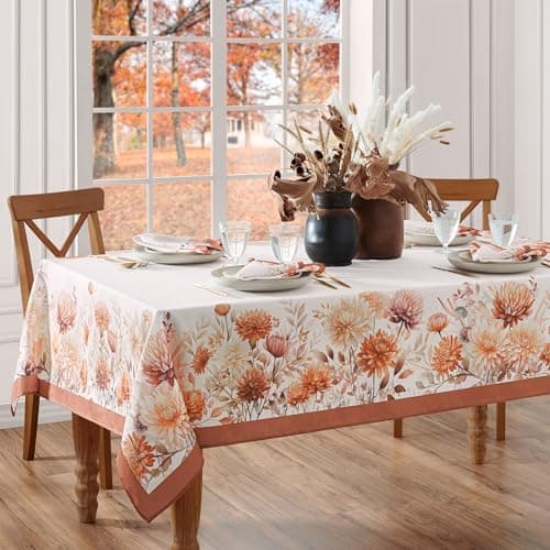 Elrene Home Fashions Autumn Blooms Floral Fall/Harvest/Thanksgiving Rectangle Wrinkle Resistant Tablecloth, 60"x120" - Image 1