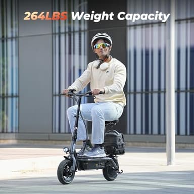 iScooter F3 Electric Scooter with Seat, 28 MPH Top Speed & 37 Miles Range, 1000W Powerful Motor, 10'' Pneumatic Tire Scooters for Adults, Adjustable Seat & Handlebar E-Scooter for Adults with Seat - Image 8