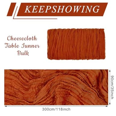 12 Pack Cheesecloth Table Runner, Runner Gauze Boho Wedding Decor Romantic Table Runner for Wedding Birthday Party(35" x 118") (Terracotta) - Image 2