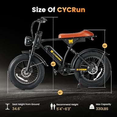 CYCROWN CycRun Electric Bike for Adults 750W Motor with 374.4WH Battery, 20MPH 55Miles Ebike for Adults, 20" Fat Tire Commuting Off Road Mountain Ebike with Hydraulic Suspension, UL2849 - Image 8