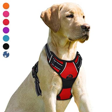 BARKBAY No Pull Dog Harness Front Clip Heavy Duty Reflective Easy Control Handle for Large Dog Walking(Red,L) - Image 1